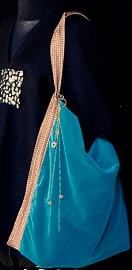 Sac velours turquoise Après la mousson