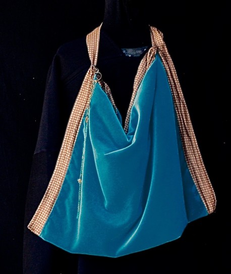 Sac velours turquoise Après la mousson